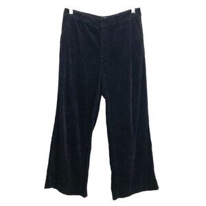 SEE U SOON ANTHROPOLOGIE BLACK CORDUROY WIDE LEG ANKLE TROUSERS PANT - 6